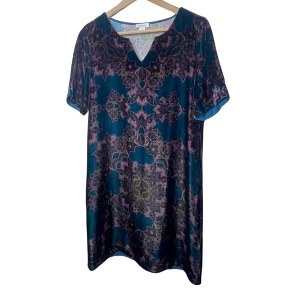 SUNDANCE | Nomi Purple & Blue Short Sleeve Velvet Shift Dress  | Size PXS - Picture 5 of 11